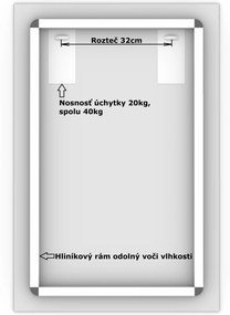 LED zrkadlo Romantico 60x90cm studená biela - diaľkový ovládač Farba diaľkového ovládača: Čierna