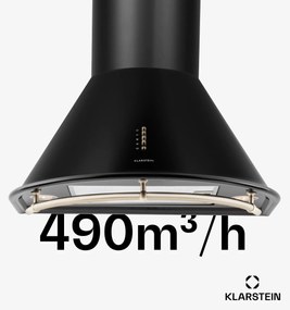 Klarstein Noir, digestor, 60 cm, komínový, 490 m³/h, retro dizajn, nehrdzavejúca oceľ, čierny