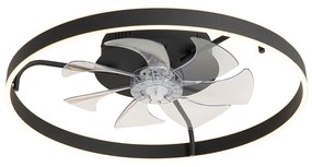 Stropný ventilátor čierny 70 cm vrátane LED stmievateľný s diaľkovým ovládaním - Maddy