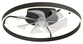 Stropný ventilátor čierny 70 cm vrátane LED stmievateľný s diaľkovým ovládaním - Maddy