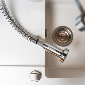 Gamma Spiral, stojanková drezová batéria s elastickou výlevkou, chrómová, GMA-BSL-CH