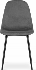 AKCIA Tmavosivá zamatová stolička COMO s čiernymi nohami II. akosť