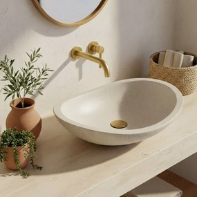 Rea Leona, kamenné umývadlo na dosku 465x370x125 mm, béžová-imitácia kameňa, REA-U3609