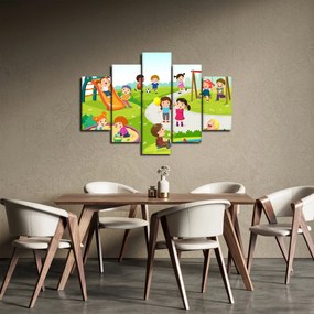 Obraz detských radovánok na pieskovisku (150x105 cm)