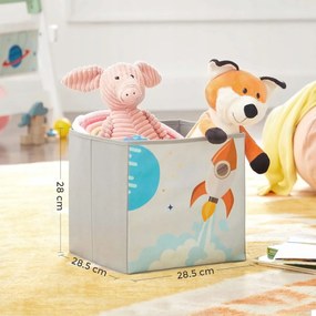 Polica na hračky, 5 políc, 2 úložné boxy, priehradky na knihy
