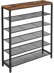 Stojan na topánky s 5 úrovňami, botník, rustikálny hnedý