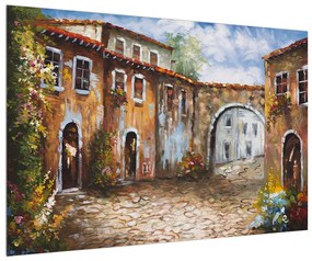 Obraz maľovanej stredomorskej uličky (90x60 cm)