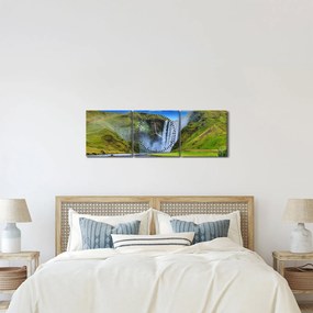 Obraz - Vodopád Seljalandsfoss (s hodinami) (90x30 cm)