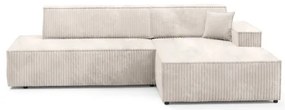 Rozkladacia rohová sedacia súprava s úložným priestorom v tvare L TERAMO pravá béžová
