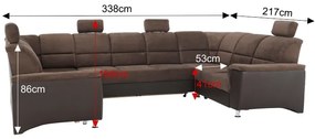 Rohová sedačka U s rozkladom Santiago L/P - hnedá