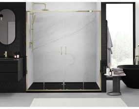 Mexen Exo, posuvné dvojité sprchové dvere 180 cm, číre sklo, zlatá, 8152-180-000-50-00