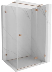 Mexen Lunar T, výklopný sprchový kút pravý 115 x 110 cm, 8mm číre sklo, profil medená matná, 834T-115-110-65-00-P