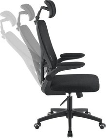 Ergonomická kancelárska stolička, čierna s opierkou hlavy