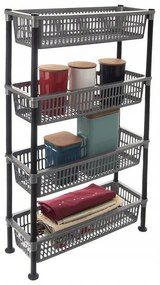 Orion Úzka komoda s košíkmi, regál, 4 police, sivý, SLIM-INVA