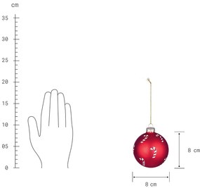 HANG ON Sklenená ozdoba Candy Cane 8 cm - červená