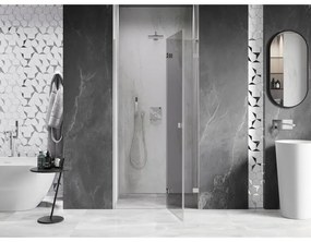 Mexen, Mexen Lunar L Otočné pravé sprchové dvere 75 cm, transparentné, brúsený nikel - 834L-075-000-97-00-P