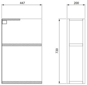 Cersanit City, otvorená spodná policová skrinka 20x45x72 cm, biela, S584-035-DSM