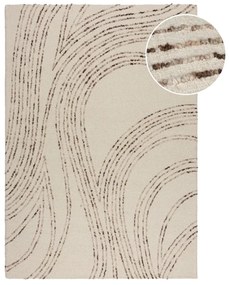 Hnedý/krémovobiely vlnený koberec 80x150 cm Abstract Swirl – Flair Rugs