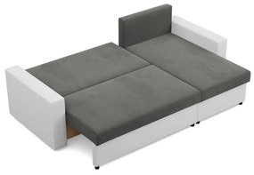 Rohová rozkladacia sedacia súprava LUNA Sivá/biela II