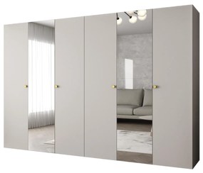 Šatníková skriňa 300 cm Parna 2 (kašmír + zlatá). Akcia -20%. Vlastná spoľahlivá doprava až k Vám domov. 1125964