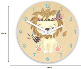Dětské nástěnné hodiny Ami Lev indián 30 cm vícebarevné