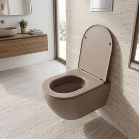 Rea Focus, závesná WC misa + WC sedadlo, Tornado technológia, béžová, REA-C0366