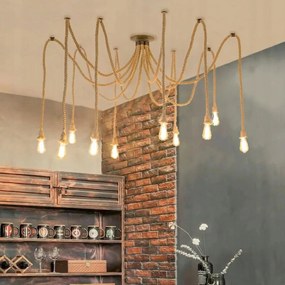 Toolight Spider, lanové závesné svietidlo 10xE27, APP682-10CP, hnedá-čierna, OSW-07866