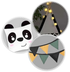 Detské típí s girlandou a svetielkami Nukido 740025 - panda