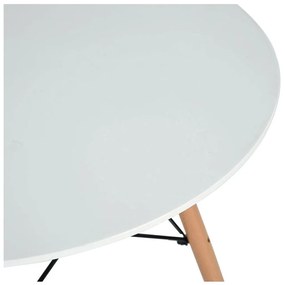 Tempo Kondela Jedálenský stôl, biela matná/buk, priemer 120 cm, DEMIN