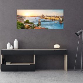 Obraz mesta Budapešť s riekou (120x50 cm)