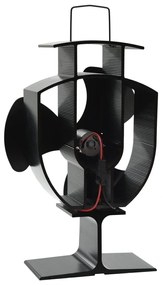 Teplom poháňaný ventilátor na krb s 3 lopatkami čierny