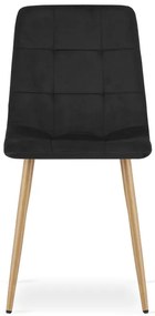 Set štyroch jedálenských stoličiek KARA zamatové, čierne / hnedé nohy (4 ks)