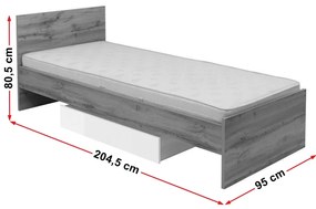 Jednolôžková posteľ 90 cm BRW Zele LOZ/90. Vlastná spoľahlivá doprava až k Vám domov. 702289