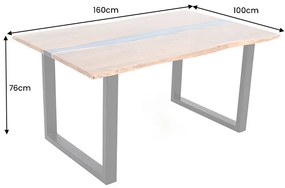 Dizajnový jedálenský stôl Tabassum 160 cm akácia s epoxidovou živicou