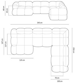 Tmavohnedá zamatová rohová pohovka (pravý roh/do tvaru "U") Loretto – Cosmopolitan Design