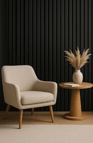 3D Drevené lamely na stenu na filci 255x46cm - ČIERNE