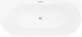 Mexen Oris, voľne stojaca ryhovaná vaňa 170 x 80 cm, biela lesklá, chrómový prepad, 52871708000-01