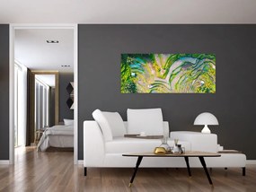 Obraz ryžových polí z vtáčej perspektívy (120x50 cm)