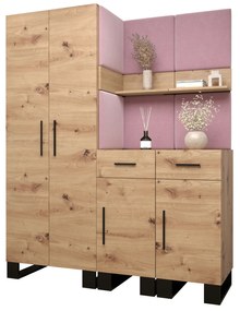 Predsieňová zostava Amanda 7 (dub artisan + ružová). Vlastná spoľahlivá doprava až k Vám domov. 1085912