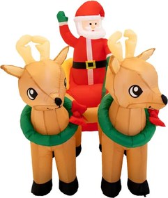 Nafukovací Santa Claus na saniach so sobmi 212 cm
