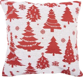 Bielo-červený dekoračný vankúš so snehovými vločkami - 44*44*4 cm