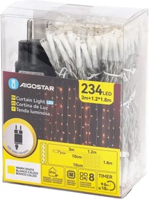 Aigostar - LED vonkajší vianočný reťaz 234xLED/8 funkcií 1,2x1,8 m IP44 teplá biela