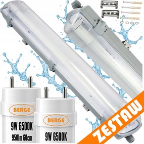Sada LED svietidiel, hermetické svietidlo, 60 cm, 18 W, 1900 lm, 6500 K, do garáže, s plechom