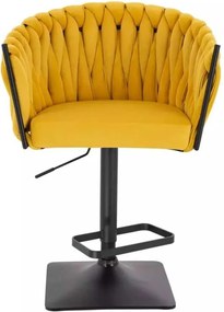 LuxuryForm DESIGN Barová stolička NORDEN VELUR na čiernej hranatej podstave - žltá