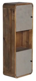 furniture-nabytek.cz - Masívna kúpeľňová skrinka Dingle z recyklovanej borovice a MDF, lakovaná, prírodná / šedá – 40×25×110 cm