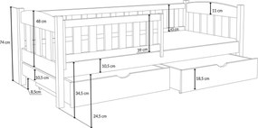 Detská posteľ z masívu borovice BEN so šuplíkmi - 200x90 cm - KAŠMÍROVÁ