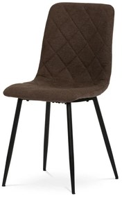 Židle jídelní, hnědá látka, nohy černý kov