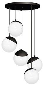 Závesné svietidlo Sfera, 5x biele sklenené tienidlo, b, o