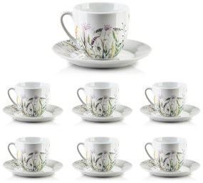 Porcelánová šálka s podšálkou Joy Flowers 250 ml sada 6ks