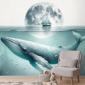 Tapeta veľryba pod mesačným svitom